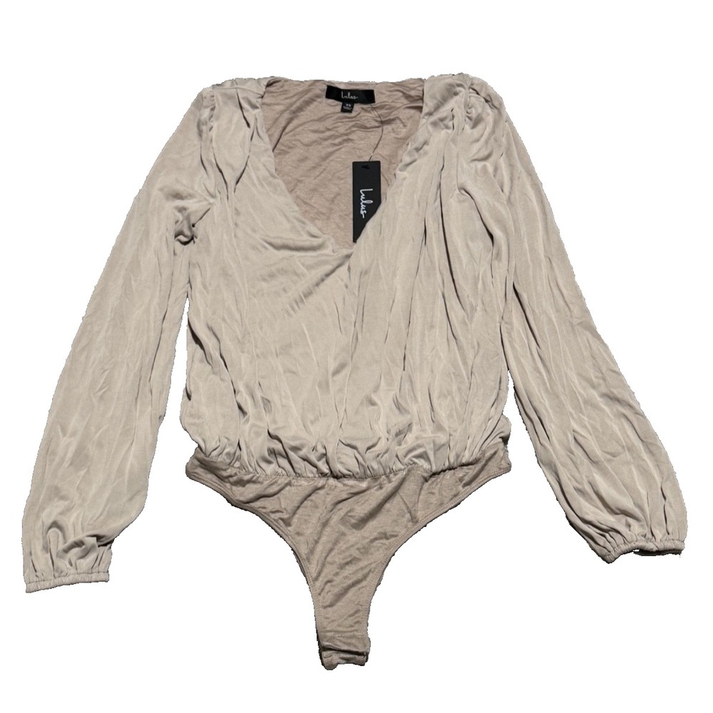 Lulus NWT Tan Brown Beige Long Sleeve Bodysuit‎ Women's Size XS Formal Casual